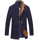 Wiaofellas Men's Woolen Coat Thickened Scarf Collar Jacket Men's Top Trench Coat Men  Winter Jacket Men