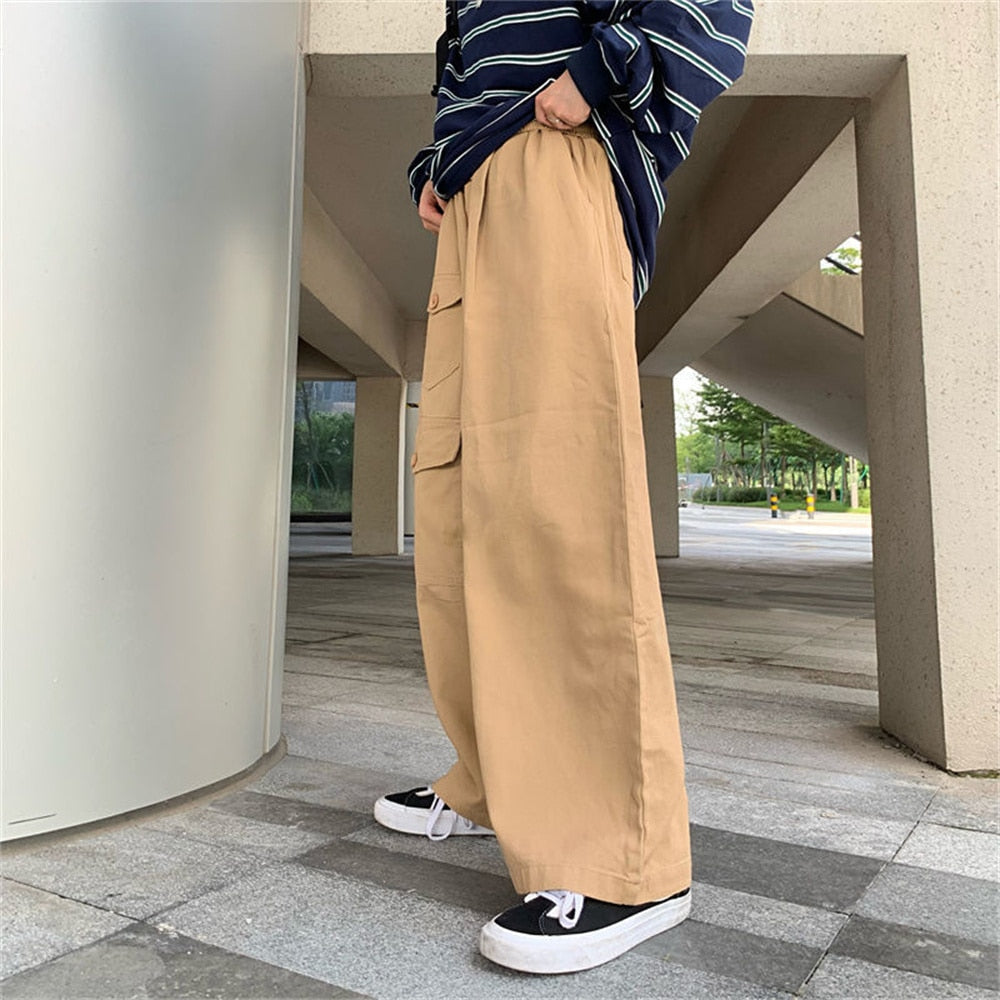Wiaofellas Y2K Pants Men Hip Hop Cargo Y2k Overalls New Harajuku Fashion Rock Wide Leg Loose Baggy Trousers Streetwear valorant