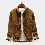 Wiaofellas Autumn Men Shirt Long Sleeve Regular Fit Mens Casual Shirt Thick Solid Color Men's Shirts With Pockets Male Coat MY846