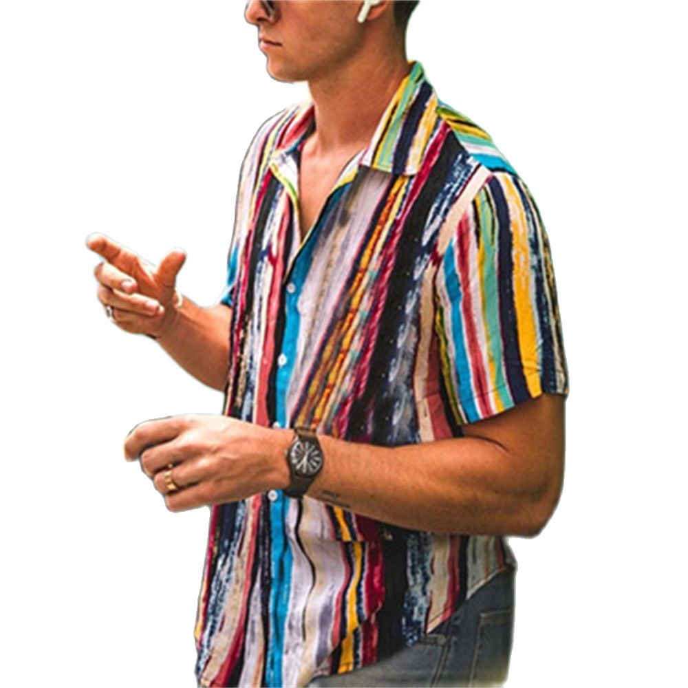 Wiaofellas New Luxury Social Shirts For Men Casual Floral Print Short-sleeved Tees Summer Loose Simple Tops Lapel Shirt Men's Clothing 2023