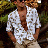 Wiaofellas New Luxury Social Shirts For Men Casual Floral Print Short-sleeved Tees Summer Loose Simple Tops Lapel Shirt Men's Clothing 2023