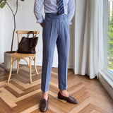 Wiaofellas Autumn Men's Trousers High-waist Straight Drape Casual Business Dress Pants Office Social Wedding Streetwear Fashion Long Pants