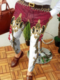 Wiaofellas Men Business Casual Trousers Retro Pattern Print Straight Long Pants Mens Spring Autumn Fashion Streetwear Vintage Men Clothing