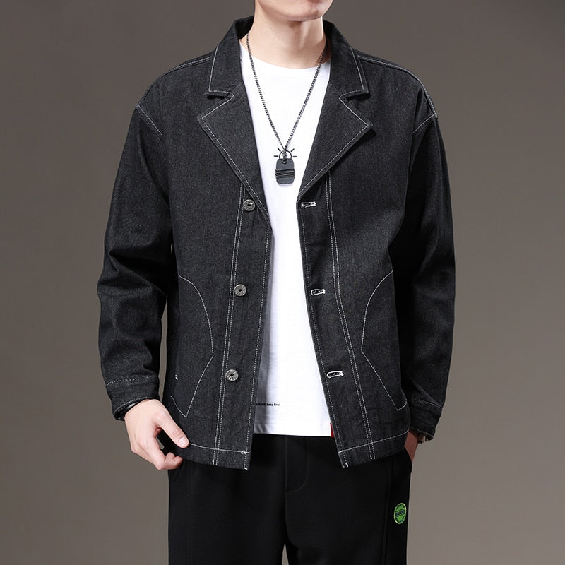 Wiaofellas Men Denim Blazers Jacket Spring New Classic Design Loose Casual Youth Outerwear Fashion Jean Jackets Male Clothing Coat 3XL