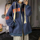 Wiaofellas Vintage Letter Print Zip Up Hoodie Women Jacket sweatshirt Oversized Casual Teens Clothes Hip Hop Streetwear New Korean
