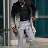 Wiaofellas Men Autumn Single-breasted Wool Jacket Casual Gradient Print Patchwork Outerwear & Coat Winter Stand Collar Long Sleeve Male Top