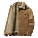 Wiaofellas Men's Winter Button Jacket Plus Velvet Overcoat Corduroy Tooling Casual Parka Korean Fashion Solid Color Cotton Jacket Men
