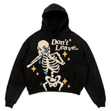 Wiaofellas Print Harajuku Street Embroidery Y2K American Retro Comic  Loose Hooded Sweater Loose Autumn Trend Sweater Couple Jacket