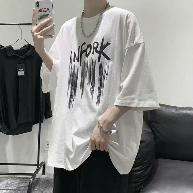 Wiaofellas Oversized Mens Casual T-shirt Cotton Breathable Loose Tops Y2k Clothes Harajuku Short Sleeve Tees Graphic T Shirts Recommend