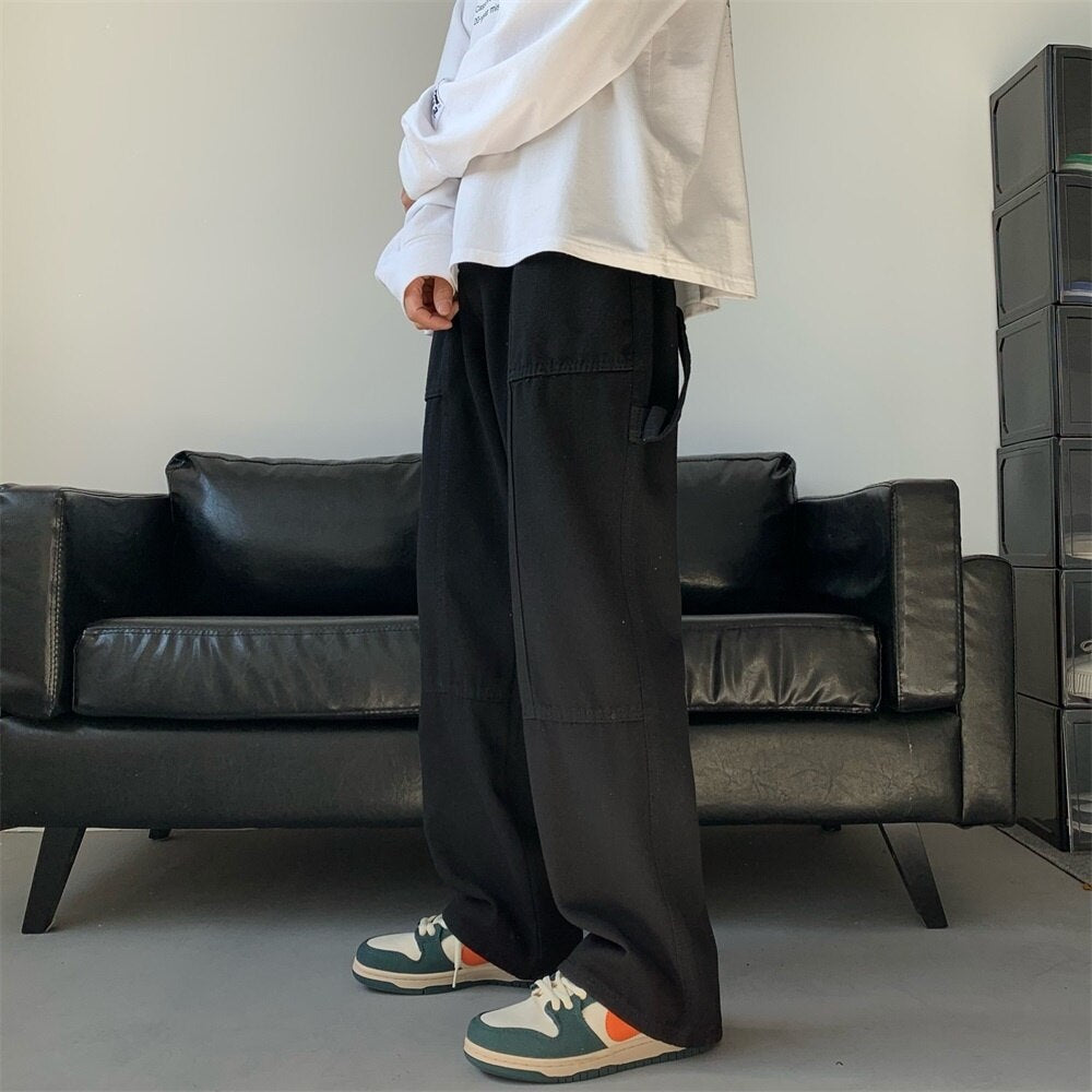 Wiaofellas Blue White Black Baggy Jeans Men Fashion Casual Wide Leg Jeans Men Streetwear Loose Hip Hop Straight Denim Pants Mens Trousers