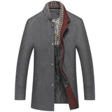 Wiaofellas Men's Woolen Coat Thickened Scarf Collar Jacket Men's Top Trench Coat Men  Winter Jacket Men