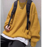 Wiaofellas Korean Fashion Sweaters Men Autumn Solid Color Wool Sweaters Slim Fit Men Street Wear Mens Clothes Knitted Sweater Men Pullovers