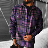 Wiaofellas Business Casual Plaid Print Wool Shirt Jacket Men 2023 Spring Single Breasted Lapel Top Autumn Pocket Patchwork T-shirt Cardigan