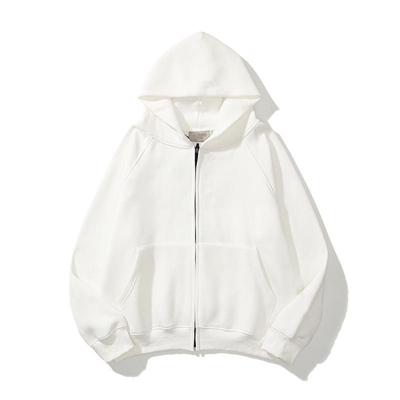 Wiaofellas Brand Oversize Fleece Hoodies Sweatshirts Men Stereoscopic Letters Streetwear Hip Hop Casual Cotton Zipper Cardigan Couples Tops