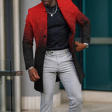 Wiaofellas Men Autumn Single-breasted Wool Jacket Casual Gradient Print Patchwork Outerwear & Coat Winter Stand Collar Long Sleeve Male Top