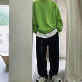 Wiaofellas Korean Fashion Sweaters Men Autumn Solid Color Wool Sweaters Slim Fit Men Street Wear Mens Clothes Knitted Sweater Men Pullovers