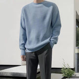Wiaofellas Korean Fashion Sweaters Men Autumn Solid Color Wool Sweaters Slim Fit Men Street Wear Mens Clothes Knitted Sweater Men Pullovers