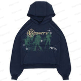 Wiaofellas Print Harajuku Street Embroidery Y2K American Retro Comic  Loose Hooded Sweater Loose Autumn Trend Sweater Couple Jacket