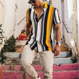 Wiaofellas New Luxury Social Shirts For Men Casual Floral Print Short-sleeved Tees Summer Loose Simple Tops Lapel Shirt Men's Clothing 2023