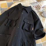 Wiaofellas Men's Multi-Pocket Workwear Short Sleeve Shirt - Perfect for Casual and Work Occasions