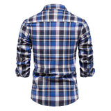 Wiaofellas Double Pocket Flannel Men Plaid Shirts Long Sleeve Social Business Shirts for Men Autumn Fashion Checkered Shirts Men