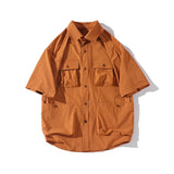 Wiaofellas Men's Multi-Pocket Workwear Short Sleeve Shirt - Perfect for Casual and Work Occasions