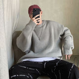 Wiaofellas Korean Fashion Sweaters Men Autumn Solid Color Wool Sweaters Slim Fit Men Street Wear Mens Clothes Knitted Sweater Men Pullovers