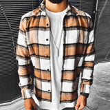 Wiaofellas Business Casual Plaid Print Wool Shirt Jacket Men 2023 Spring Single Breasted Lapel Top Autumn Pocket Patchwork T-shirt Cardigan