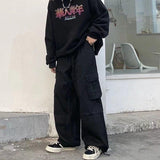 Wiaofellas Baggy Black Cargo Pants for Men Khaki Cargo Trousers Male Vintage Loose Casual Autumn Japanese Streetwear Hip Hop