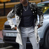 Wiaofellas Men Autumn Single-breasted Wool Jacket Casual Gradient Print Patchwork Outerwear & Coat Winter Stand Collar Long Sleeve Male Top