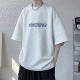 Wiaofellas Men's Oversized Tshirts Letter Print Tee Shirt Korean Style Women Man Unisex Short Sleeve Tops Large Size Male Tees 5XL