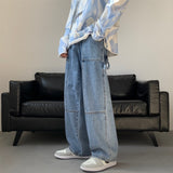Wiaofellas Blue White Black Baggy Jeans Men Fashion Casual Wide Leg Jeans Men Streetwear Loose Hip Hop Straight Denim Pants Mens Trousers