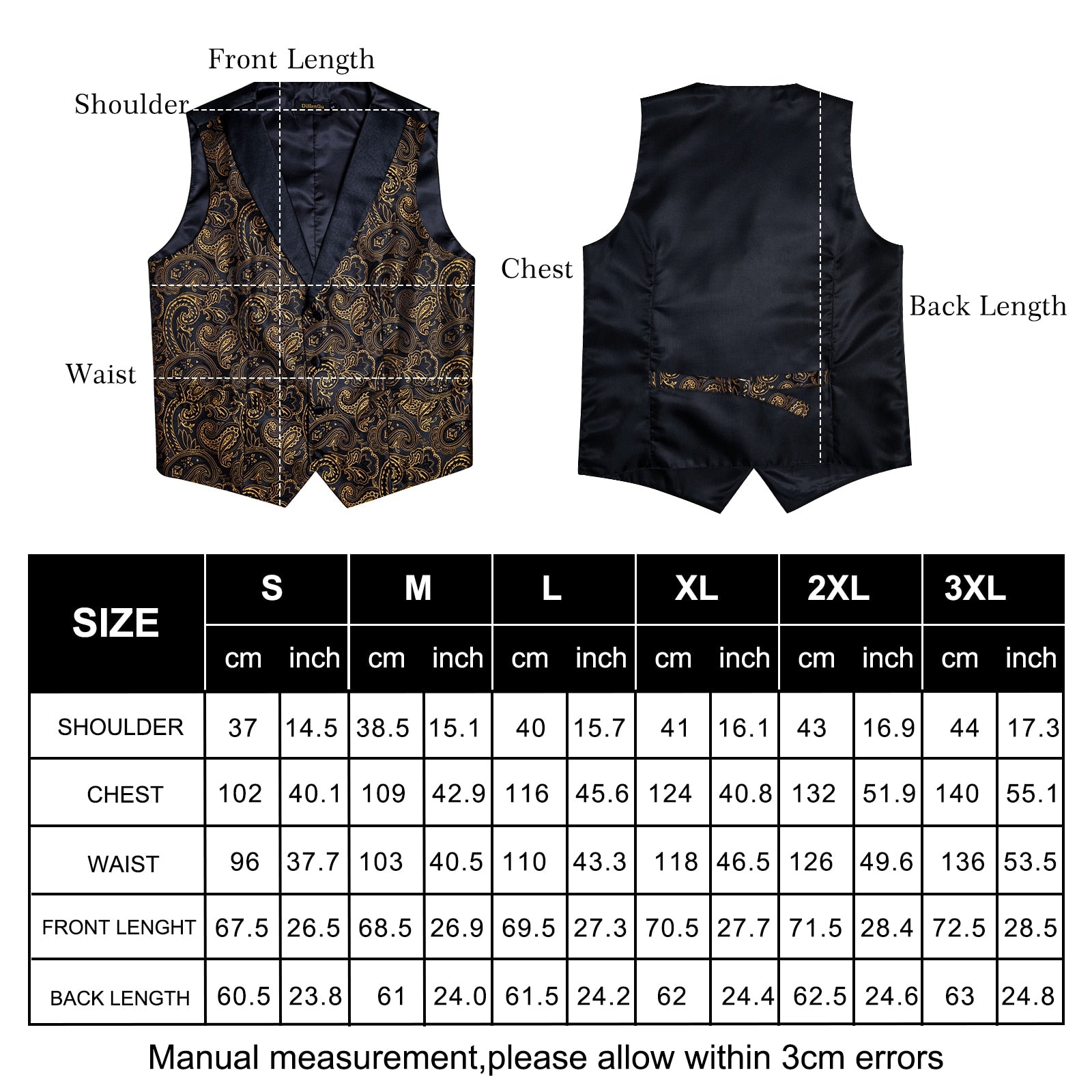 Wiaofellas Brand Suit Vest Set For Men Luxury Silk Black Gold Paisley Dress Vest Tie Cufflinks Handkerchief Set Male Sleeveless Waistcoat
