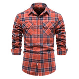 Wiaofellas Double Pocket Flannel Men Plaid Shirts Long Sleeve Social Business Shirts for Men Autumn Fashion Checkered Shirts Men