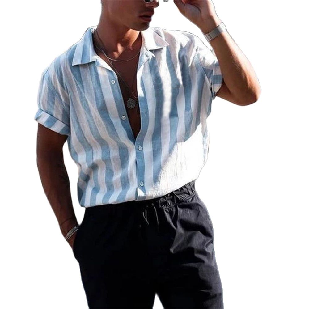 Wiaofellas New Luxury Social Shirts For Men Casual Floral Print Short-sleeved Tees Summer Loose Simple Tops Lapel Shirt Men's Clothing 2023