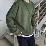 Wiaofellas Korean Fashion Sweaters Men Autumn Solid Color Wool Sweaters Slim Fit Men Street Wear Mens Clothes Knitted Sweater Men Pullovers
