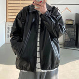 Wiaofellas Pu Leather Jacket Men Brown Retro Motorcycle Jacket Autumn Korean Fashion Fried Street Loose Zipper Bomber Jacket Learher Coats