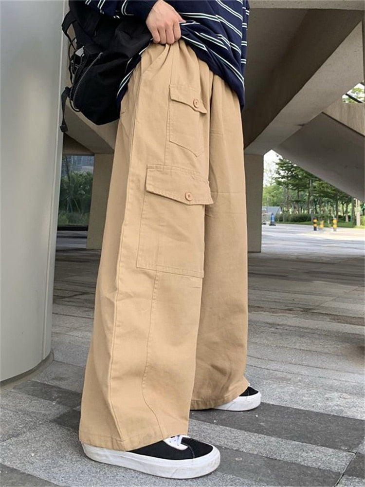 Wiaofellas Y2K Pants Men Hip Hop Cargo Y2k Overalls New Harajuku Fashion Rock Wide Leg Loose Baggy Trousers Streetwear valorant