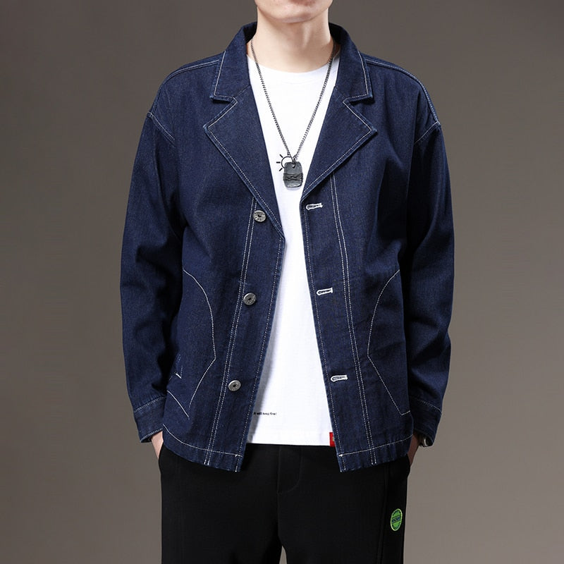 Wiaofellas Men Denim Blazers Jacket Spring New Classic Design Loose Casual Youth Outerwear Fashion Jean Jackets Male Clothing Coat 3XL
