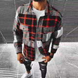 Wiaofellas Business Casual Plaid Print Wool Shirt Jacket Men 2023 Spring Single Breasted Lapel Top Autumn Pocket Patchwork T-shirt Cardigan