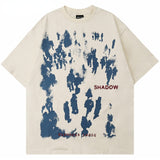 Wiaofellas Summer Men Short Sleeve Tshirts Streetwear Harajuku Casual Cotton Loose Tops Tees 2023 New Hip Hop People Shadow Print T Shirts