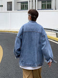 Wiaofellas  -  Denim Jacket Men's High Street Hip-hop Trainer Jacket Autumn Trend Streetwear All-match Preppy Oversize Punk Jeans Coat