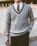 Wiaofellas Men Weaver Clean and Simple Knitted Sweater Pullover Autumn Winter New Fashion Casual V-neck Sweater Knitwear B222