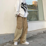 Wiaofellas Baggy Black Cargo Pants for Men Khaki Cargo Trousers Male Vintage Loose Casual Autumn Japanese Streetwear Hip Hop
