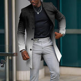 Wiaofellas Men Autumn Single-breasted Wool Jacket Casual Gradient Print Patchwork Outerwear & Coat Winter Stand Collar Long Sleeve Male Top