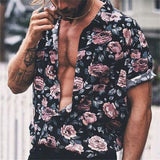 Wiaofellas New Luxury Social Shirts For Men Casual Floral Print Short-sleeved Tees Summer Loose Simple Tops Lapel Shirt Men's Clothing 2023
