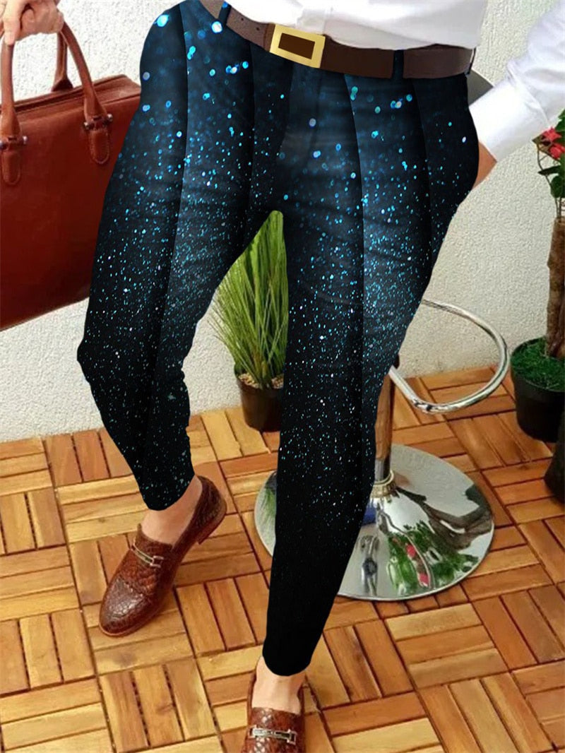Wiaofellas Men Business Casual Trousers Retro Pattern Print Straight Long Pants Mens Spring Autumn Fashion Streetwear Vintage Men Clothing
