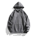 Wiaofellas Suede Sweatshirt Men Hoodie Solid Streetwear Hip Hop Pullover Casual Loose Top Brand American Vintage Long Sleeve Korean Fashion