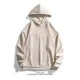 Wiaofellas Suede Sweatshirt Men Hoodie Solid Streetwear Hip Hop Pullover Casual Loose Top Brand American Vintage Long Sleeve Korean Fashion