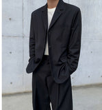 Wiaofellas Men's  Autumn New Single Breasted Suit Coat Fashion Black Loose Streetwear Korean Japan Style Casual Loose Blazers 9A30
